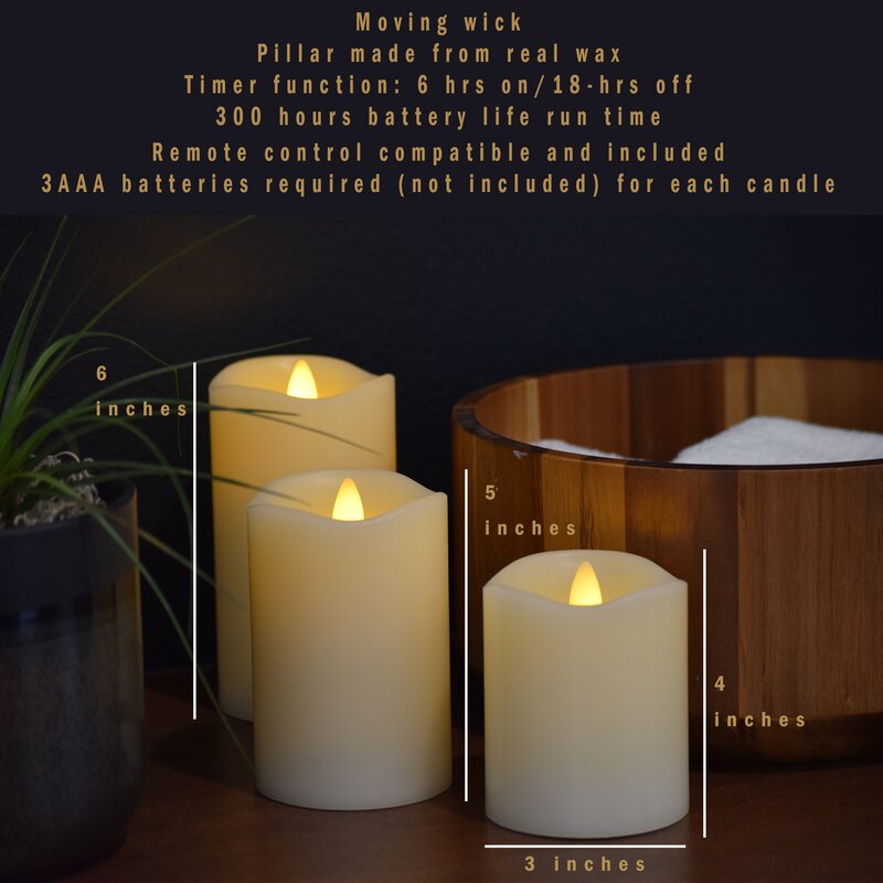 Symple Stuff 3 Piece Unscented Flameless Candle Set & Reviews | Wayfair